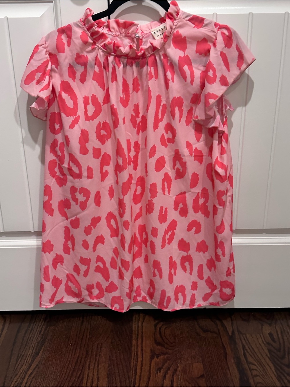 Dress Up Pink Leopard Flutter Sleeve Blouse